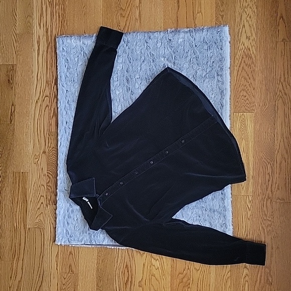 L.L. Bean Tops Ll Bean Black Velvet Button Down Shirt Womens Size